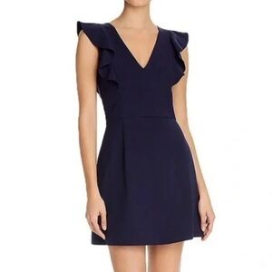 French Connection Navy Whisper Ruffle Dress